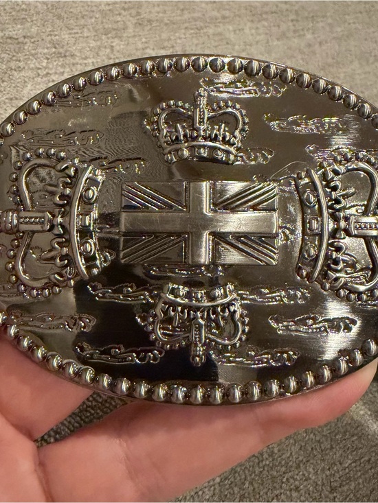 Vintage White Belt Crown Union Jack Buckle Punk Y2K Boho 33-37 main image 13